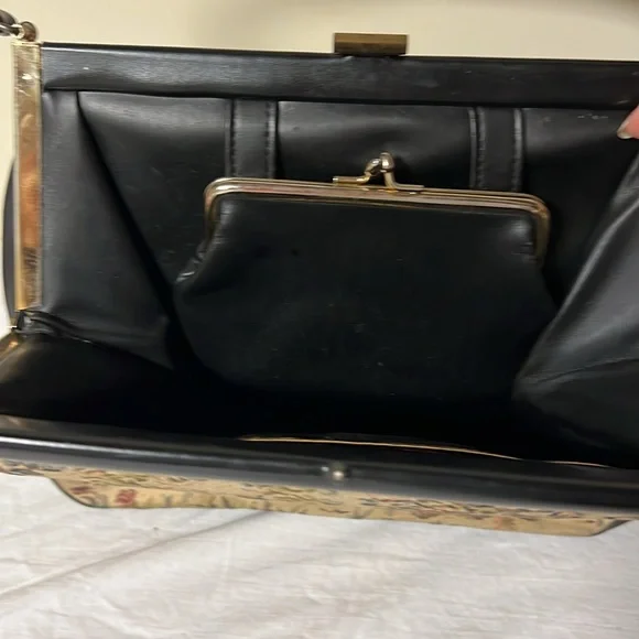 Vintage double-sided tapestry purse, man and woman dancing in a garden - Picture 6 of 9